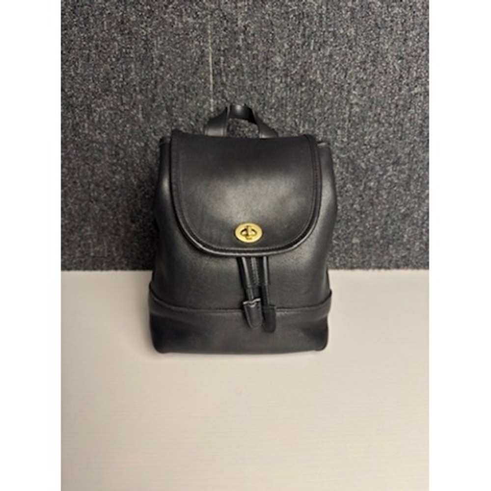 Vintage Coach Black Leather Turnlock Daypack Backpack Rucksack 9960 90s Mexico